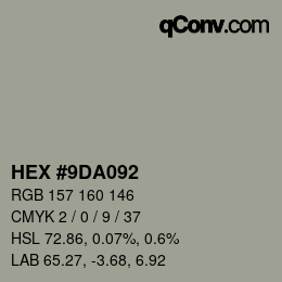 カラーコード: HEX #9DA092 | qconv.com