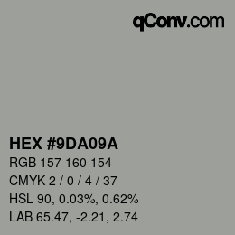 Color code: HEX #9DA09A | qconv.com