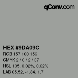 Color code: HEX #9DA09C | qconv.com