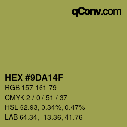 Farbcode: HEX #9DA14F | qconv.com