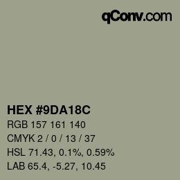 Farbcode: HEX #9DA18C | qconv.com