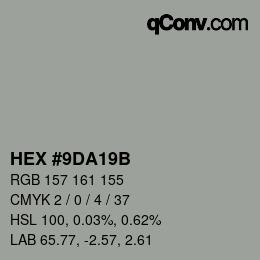 Color code: HEX #9DA19B | qconv.com