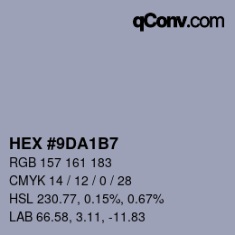 Color code: HEX #9DA1B7 | qconv.com