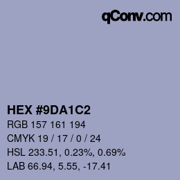 カラーコード: HEX #9DA1C2 | qconv.com