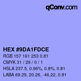 Farbcode: HEX #9DA1FDCE | qconv.com