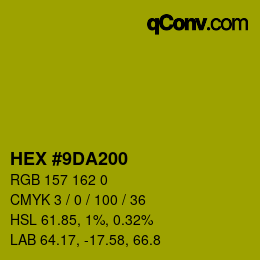 Farbcode: HEX #9DA200 | qconv.com