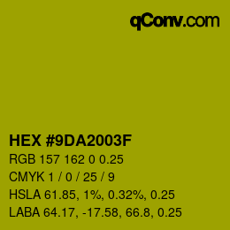 Farbcode: HEX #9DA2003F | qconv.com