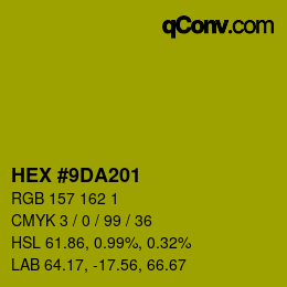 Farbcode: HEX #9DA201 | qconv.com