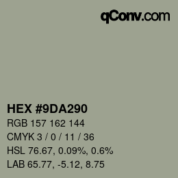 颜色代码: HEX #9DA290 | qconv.com