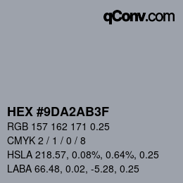 Farbcode: HEX #9DA2AB3F | qconv.com