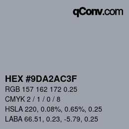 Código de color: HEX #9DA2AC3F | qconv.com
