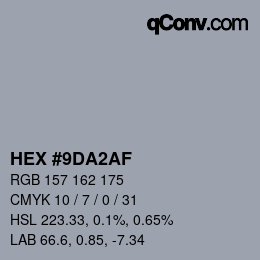 Farbcode: HEX #9DA2AF | qconv.com