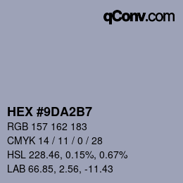 カラーコード: HEX #9DA2B7 | qconv.com