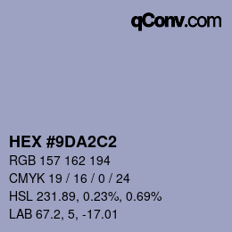 Farbcode: HEX #9DA2C2 | qconv.com