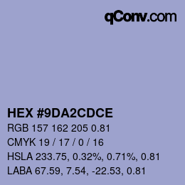 Farbcode: HEX #9DA2CDCE | qconv.com