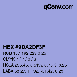 Farbcode: HEX #9DA2DF3F | qconv.com