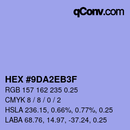 Farbcode: HEX #9DA2EB3F | qconv.com