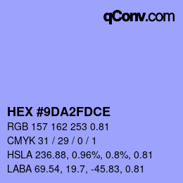 Farbcode: HEX #9DA2FDCE | qconv.com