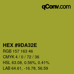 Color code: HEX #9DA32E | qconv.com