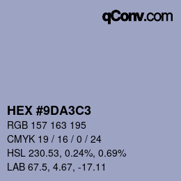 Color code: HEX #9DA3C3 | qconv.com