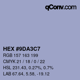 Color code: HEX #9DA3C7 | qconv.com