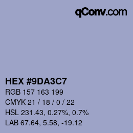 カラーコード: HEX #9DA3C7 | qconv.com