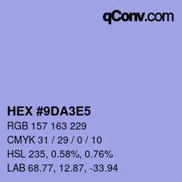 Color code: HEX #9DA3E5 | qconv.com