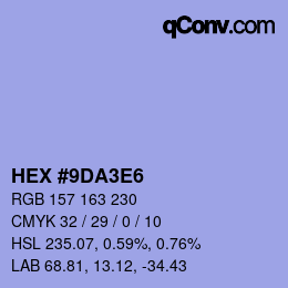 Color code: HEX #9DA3E6 | qconv.com