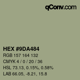 Farbcode: HEX #9DA484 | qconv.com