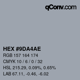 Farbcode: HEX #9DA4AE | qconv.com