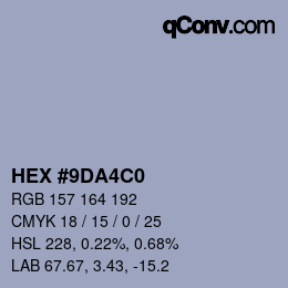 Color code: HEX #9DA4C0 | qconv.com