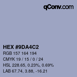Color code: HEX #9DA4C2 | qconv.com
