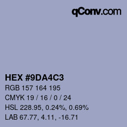 Código de color: HEX #9DA4C3 | qconv.com