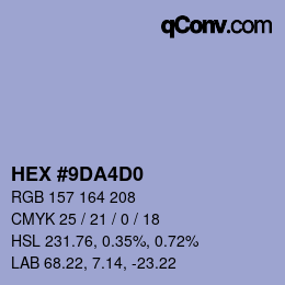 Color code: HEX #9DA4D0 | qconv.com