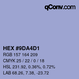 カラーコード: HEX #9DA4D1 | qconv.com