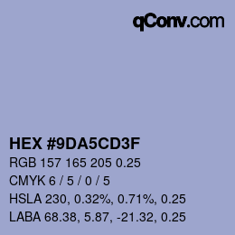 Color code: HEX #9DA5CD3F | qconv.com