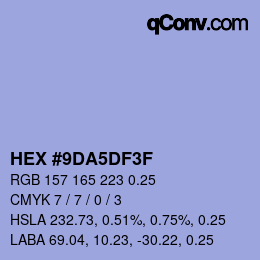 Farbcode: HEX #9DA5DF3F | qconv.com