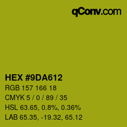 Código de color: HEX #9DA612 | qconv.com