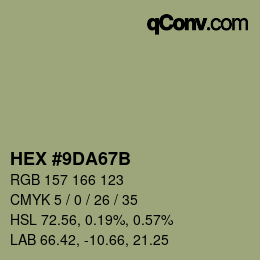 Color code: HEX #9DA67B | qconv.com