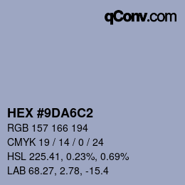 颜色代码: HEX #9DA6C2 | qconv.com