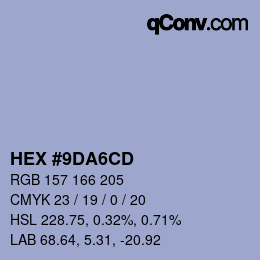 颜色代码: HEX #9DA6CD | qconv.com