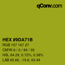 Color code: HEX #9DA71B | qconv.com