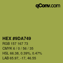 Farbcode: HEX #9DA749 | qconv.com