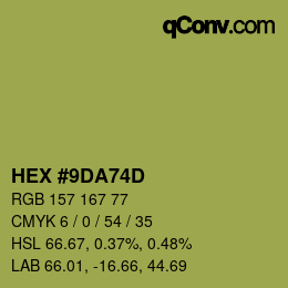 Color code: HEX #9DA74D | qconv.com