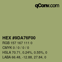 Color code: HEX #9DA76F00 | qconv.com