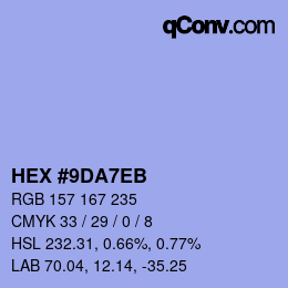 Color code: HEX #9DA7EB | qconv.com