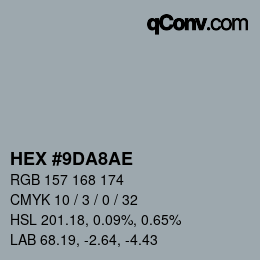 Farbcode: HEX #9DA8AE | qconv.com