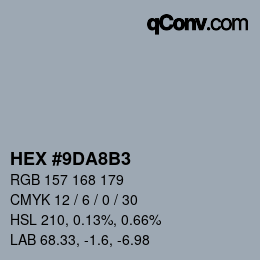 Color code: HEX #9DA8B3 | qconv.com