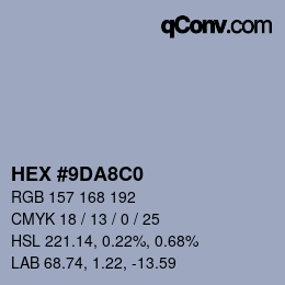 カラーコード: HEX #9DA8C0 | qconv.com