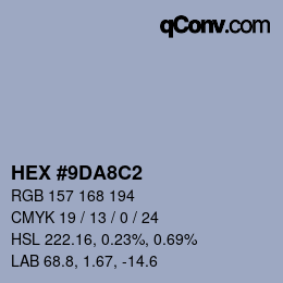 颜色代码: HEX #9DA8C2 | qconv.com